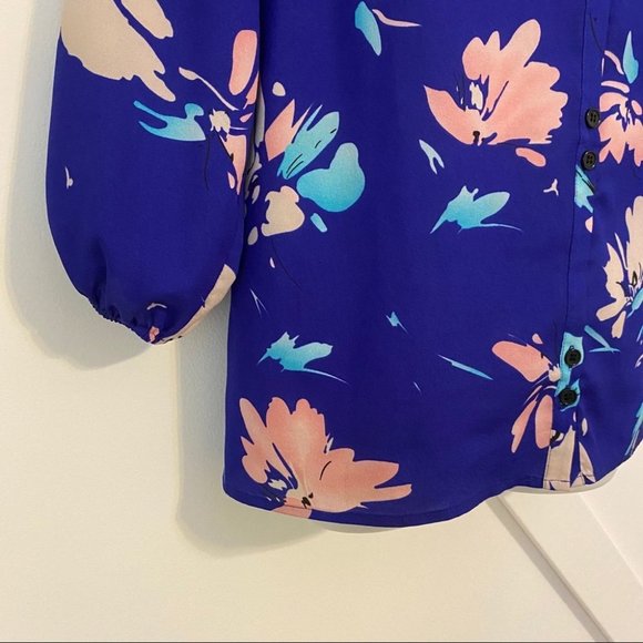 Yumi Kim Floral Printed Smocked Button Down Blouse - Picture 4 of 8